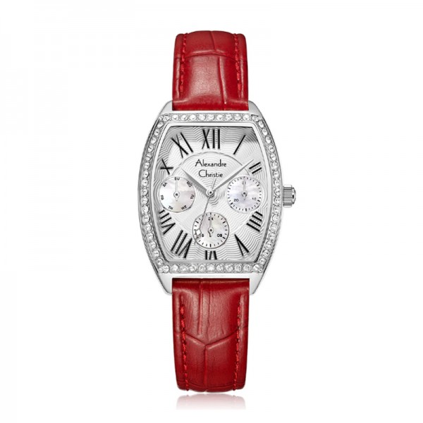 Alexandre Christie AC 2B86 Silver Red Leather Lady